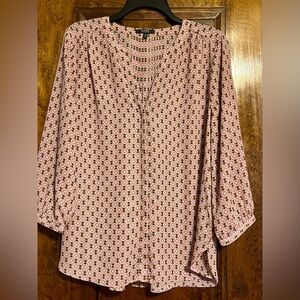NYDJ Pink Geo-Print Button Front Blouse